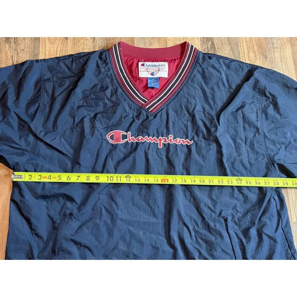 Champion Men's V Neck Spell Out Embroidered Jacket Windbreaker Size XXL